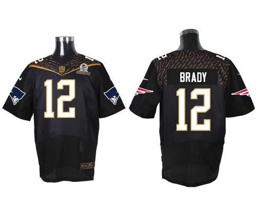 Nike Patriots #12 Tom Brady Black 2016 Pro Bowl Men's Stitched NFL Elite Jersey - Click Image to Close